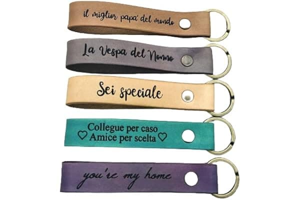 Portachiavi Cuoio Personalizzato Nome Iniziali, Portachiavi in pelle dipinta con caffè, Idea Regalo festa del papà, Portachiavi inciso uomo donna