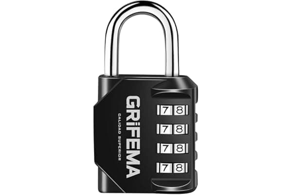 GRIFEMA serratura a combinazione 4 cifre, serratura con codice numerico in lega di zinco, robusta, sicura, serrature per armadietto, garage, cancello, capannone, scuola, palestra