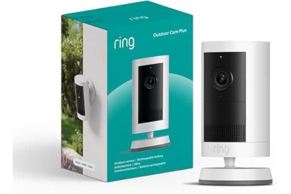 Ring Videocamera esterna Plus a batteria (Outdoor Camera Plus Ultimo modello) Video 2K grandangolare Videocamera di sicurezza wireless fai-da-te | Prova gratuita di 30 giorni piano d'abbonamento Ring