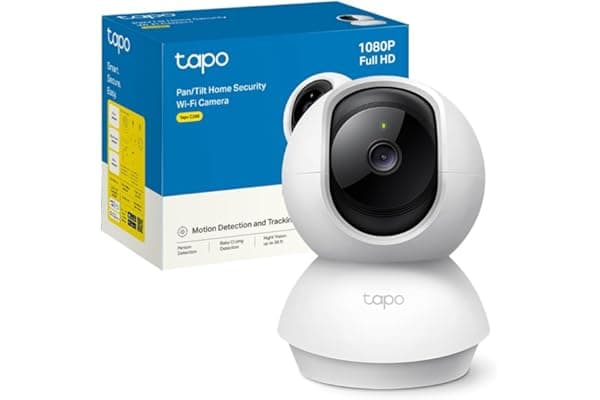 Tapo C200 Telecamera Wi-Fi Interno FHD, Videocamera sorveglianza, Visione Notturna, 360° Visuale, Audio Bidirezionale, Rilevamento di movimento e notifiche, Allarme acustico e luminoso integrato