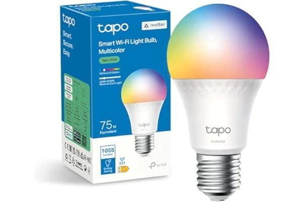 Tapo L535E Matter Lampadina WiFi Intelligente LED Smart Multicolore, E27 Lampadina Compatibile con Alexa e Google Home, 1055 lm, 75W, Monitoraggio Energetico, Controllo Remoto Tramite APP