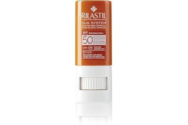 Rilastil Sun system Stick Solare Transparente SPF 50+ per Pelli Sensibili e Zone Delicate, Resistente all'Acqua, 0% Parabeni,Senza profumo, 8,5ml