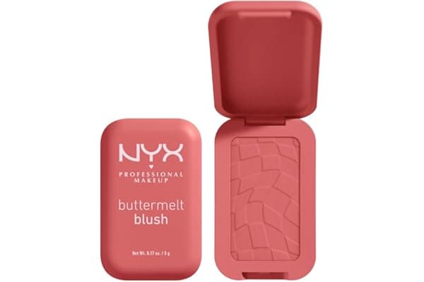 NYX Professional Makeup Blush in Polvere, Per un Look Fresco e Colorato, Arricchito con Burro di Mango, Mandorle e Karitè, Sfumabile, Buttermelt, Tonalità: Feeling Butta, 5 g