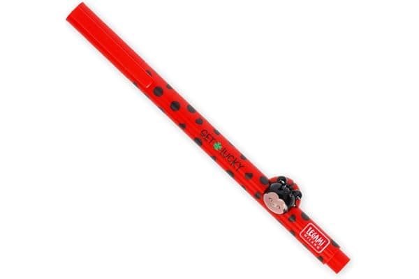 Legami - Penna Gel con Animaletto Decorativo Lovely Friends, Ladybug, Evita il Rotolamento, Inchiostro Rosso, Animaletto Rimovibile e Ricombinabile, Punta 0,5 mm