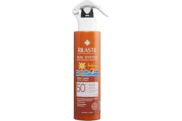 Rilastil Sun System Spray Baby, Vapo, Emulsione Corpo, Texture Leggera, per Pelli Sensibili di Neonati e Bambini SPF 50+ Protezione Molto Alta, Confezione da 200ml