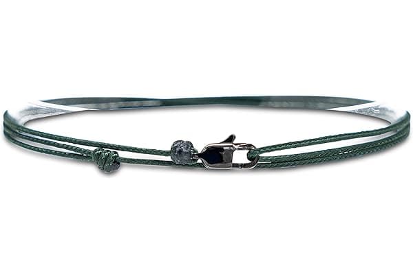 Bracciale Sottile Da Uomo e Donna Con Chiusura a Clip Fatta a Mano - Gioielli Da Surfista - Bracciale In Tessuto Minimalista - 100% Impermeabile e Regolabile (Nero smeraldo)