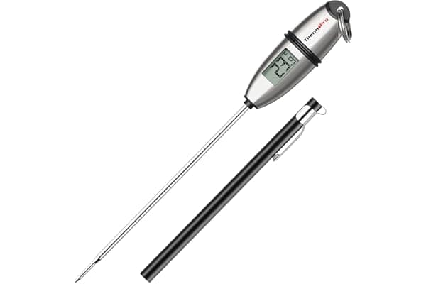 ThermoPro TP02S Termometro da Cucina Digitale a Lettura Istantanea con 5.35" Sonda Lunga e Display LCD per BBQ Carne Barbecue Vino Latte Olio Dolci Alimenti Griglia Acqua