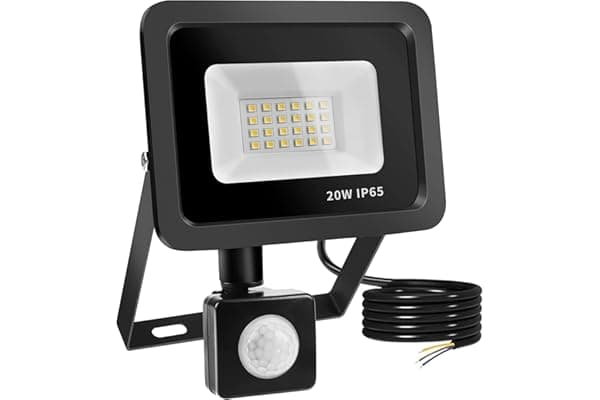 20W Fari Led da Esterno con Sensore di Movimento, Realky IP65 Impermeabile Faretto Led Esterno 2000LM, 24 LED 6500K Bianca Fredda - Fari Led Interna ed Esterna per Giardino Cortile Garage