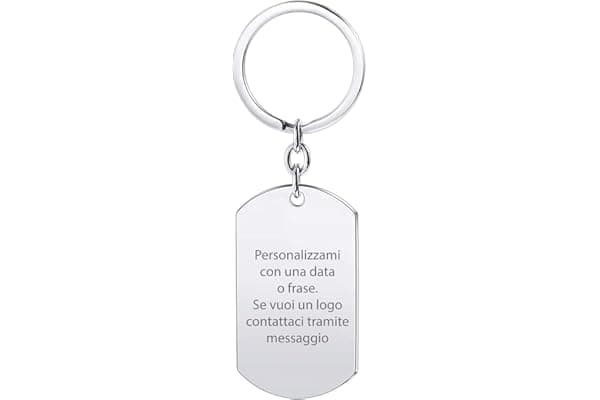 Stileitaliano portachiavi personalizzato piastrina family argento con incisione porta chiavi militare personalizzabile per famiglie in alluminio idea regalo… (03 - Piastrina Argento)