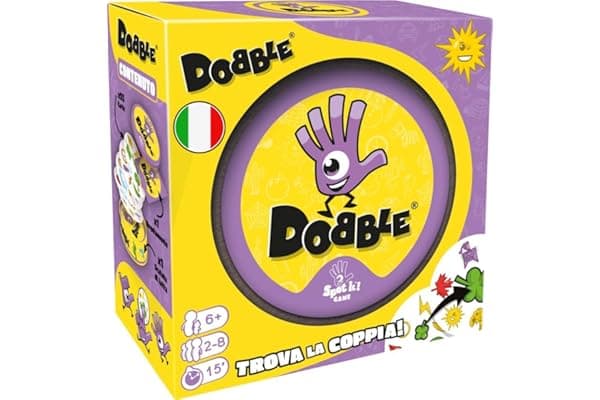 Asmodee - Dobble, Eco-Sleeve, Divertente Gioco da Tavolo per Tutta la Famiglia, Carte da Gioco, 2-8 Giocatori, 6+ Anni, 15 min, Edizione in Italiano