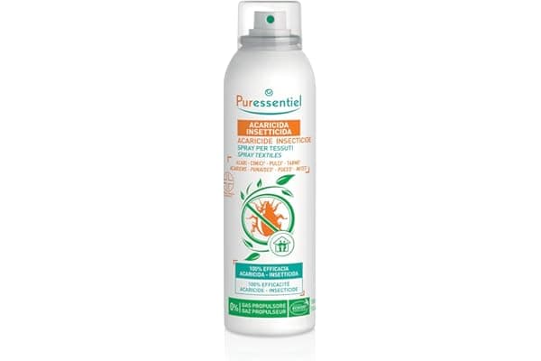 Puressentiel - Spray per Tessuti Acaricida Insetticida - Presidio Medico Chirurgico – Efficacia Scientificamente provata – Anti Reinfestazione di lunga durata - Profumo fresco e gradevole - 150 ml
