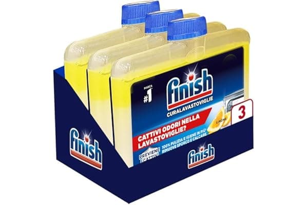 Finish Curalavastoviglie, Additivo Lavastoviglie, 3 Prodotti da 250 ml, Cura Lavastoglie al Limone