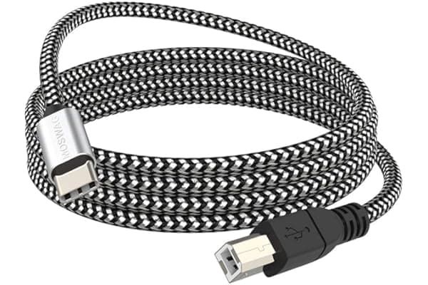 MOSWAG Cavo USB B a USB C 480 Mbps 1M, Cavo MIDI Stampante, Intreccio Nylon con Guscio Alluminio, per Stampante, Tastiera MIDI, Smartphone, Sintetizzatore, Interfaccia Audio, Controller, Scanner