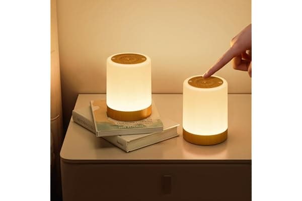 NIWOHOM Set di 2 Lampada da Comodino, Luminosità Regolabile Abat Jour da Comodino con 256 Colori RGB e 5 Modalità, Lampada da Tavolo Senza Fili, Luce Notturna Bambini LED con Timer per Camera da letto