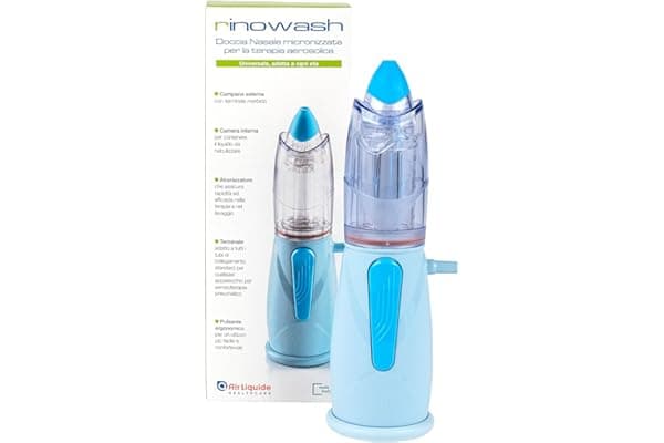 Air Liquide Healthcare, RINOWASH, Doccia Nasale Micronizzata per la Terapia Aerosolica delle Vie Aeree Superiori, Adatto per Adulti e Bambini, Trattamento Rapido, Sicuro ed Efficace