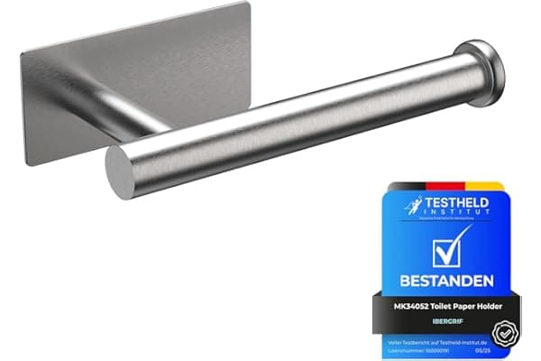 Ibergrif MK34052 Porta Carta Igienica Adesivo Portarotolo Carta Igienica Acciaio Inox per Bagno e Toilette,Acciaio Inossidabile