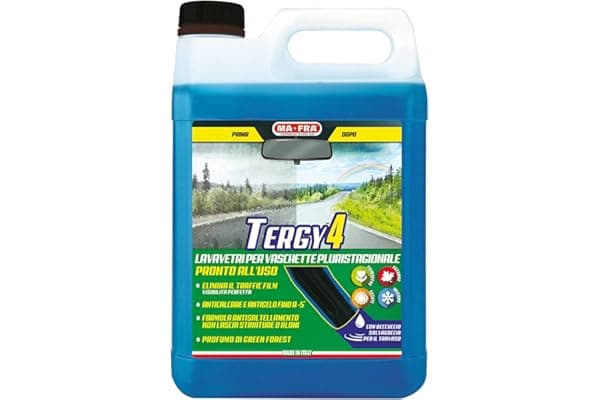 Ma-Fra, Tergy 4, Liquido Lavavetri Auto Pluristagionale Pronto all'Uso per Vaschette Tergicristallo, Detergente Tergicristalli Auto Anticalcare Antigelo Fino a -5°C, Rimuove Traffic Film, Formato 4,5L