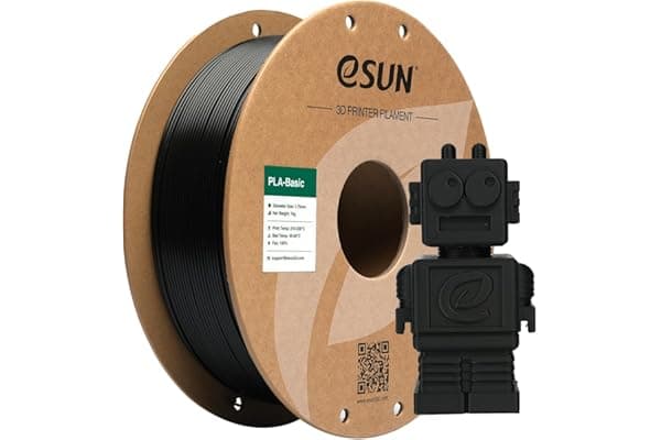 eSUN Filamento PLA 1,75 mm, filamento di Basic PLA per stampanti 3D Precisione dimensionale +/- 0,05 mm, bobina da 1 kg (2,2 libbre) Filamento PLA veloce per stampanti 3D, Nero