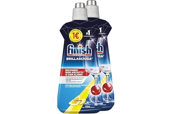 Finish Brillantante Lavastoviglie, Additivo Lavastoviglie, Lemon, 500 ml (Confezione da 2 Brillasciuga). Rimborso di 2€, ovvero sia 1€ per ogni prodotto con il bollino acquistato