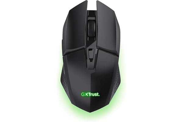 GXTrust 1108 Vylax Mouse Gaming Wireless Ricaricabile, 80 Ore di Autonomia, 800-4800 DPI, Illuminazione LED, Ricevitore USB Riponibile, 6 Pulsanti, Mouse Senza Fili RGB per Computer Laptop, Nero