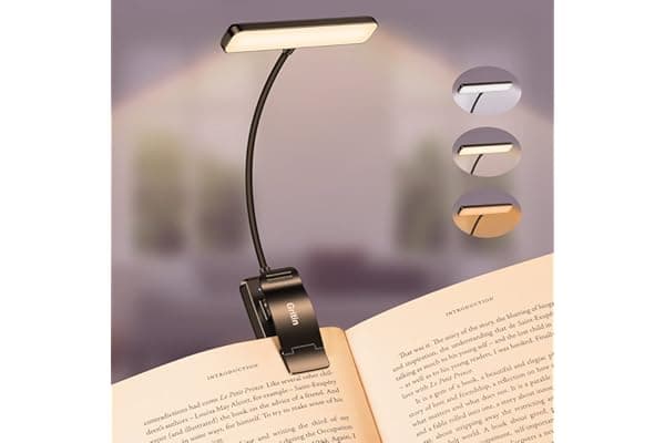 Gritin 19 LED Lampada Luce da Lettura per Libro, Luce per Lettura Libri a Letto con Clip Ricaricabile, 3 Temperature di Colore, Dimmerabile Senza Livelli, Lunga Durata, per Studio, Lavoro a Maglia