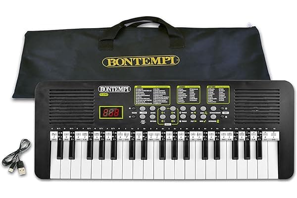 Bontempi 15 3787 KeyRhythm - Tastiera Digitale a 37 Tasti, Passo 2 cm con Presa per Cuffie, Striscia Pentagrammata, Metronomo e Transposer, 53,4x19,9x6,9 cm