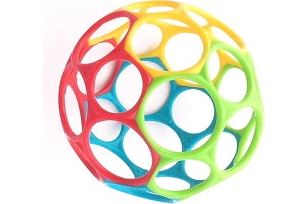 Bright Starts, Oball Classic, Palla Morbido e Flessibile Facile da Maneggiare, Giocattolo di attività Sensoriale per Bambini di Tutte Le età, Multicolore