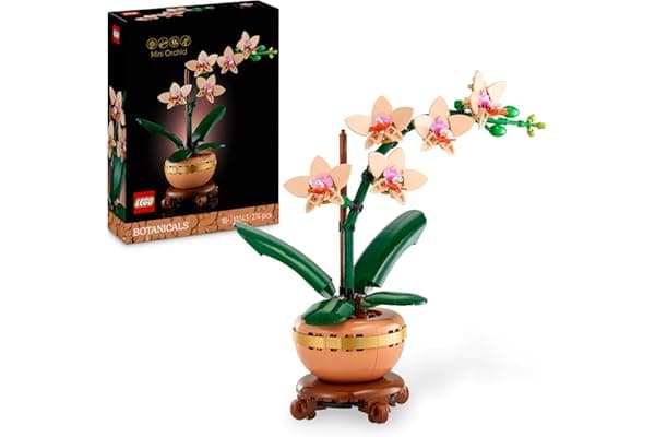 LEGO Botanicals Mini-Orchidea - Fiori Finti con Vaso, Bocciolo e Foglie Artificiali da Costruire - Set da Collezione per Adulti - Idea Regalo di Compleanno per Donna, Uomo o Anniversario - 10343