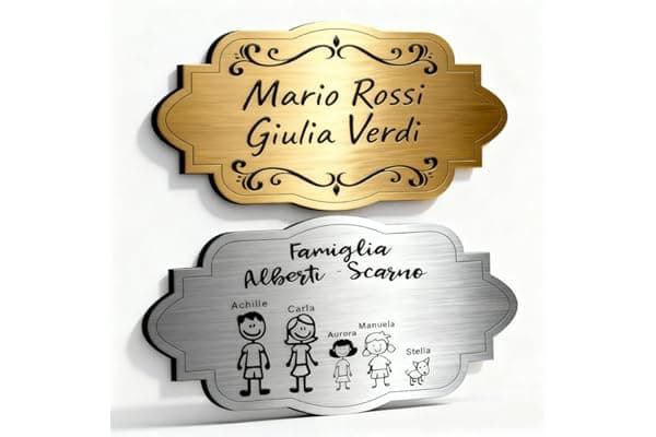 Targa Porta Ingresso Personalizzata Adesiva -Targhetta Personalizzata per Casa Vacanze, Numero Civico Esterno, Casella Postale Esterno, Citofono, Cassetta Posta, Cancello (Targa Classica)–Lo Realizzo®