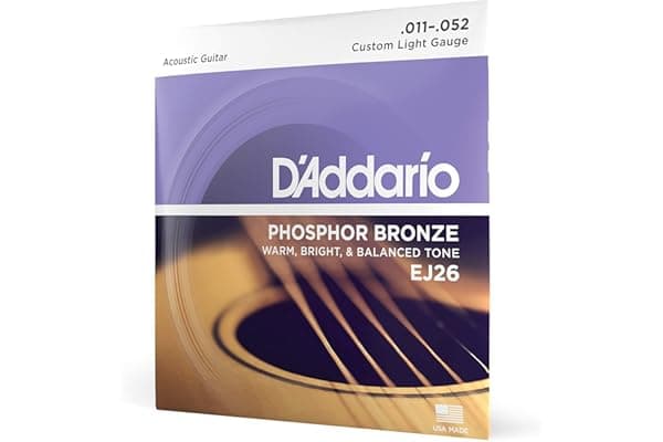 D'Addario Corde per Chitarra Acustica EJ26 Set EJ Phosphor BRZ RND WND, 11-52