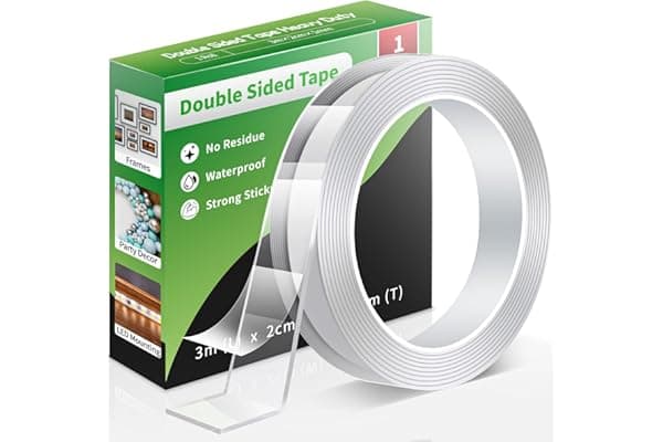 Euqvunn Nastro Biadesivo Extra Forte, Nano Nastro Adesivo Trasparente, Rimovibili e Resistente All'acqua, per Poster/Appendere a Muro/Tappeti 1 Rotolo (3,0 m× 2,0 cm × 1 mm)