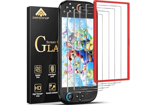 daydayup 4 Pezzi Vetro Temperato Compatibile con Nintendo Switch 2, 4 Pezzi Pellicola Protettiva per Switch 2 Model 2025 -Bubble Free, HD, Anti-Crack, durezza 9H, Resistente ai Graffi.