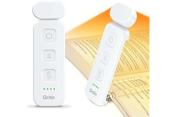 Gritin Luce per Lettura Libri a Letto, 7 LED Luce Lampada da Lettura per Libro Ricaricabile Clip, 3 Temperatura Colorei, 5 Luminosità & Regolabili in Continuo per Gli Amanti dei Libri