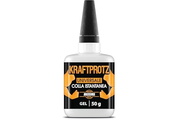 Colla istantanea in gel extra forte 50 g – Supercolla XXL con ago dosatore – trasparente, non cola, impermeabile e resistente al calore – adesivo per plastica, legno, metallo, vetro – KRAFTPROTZ ARKA