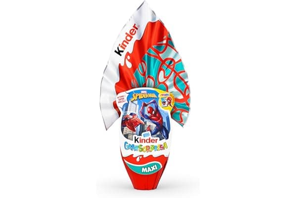 Kinder GranSorpresa Maxi Spider-Man, Uovo di Pasqua Kinder 2026 di Finissimo Cioccolato al Latte con Sorpresa Marvel Spider-Man, 220 g