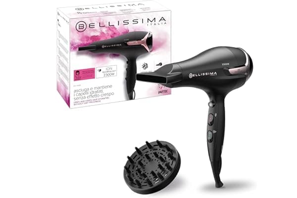Bellissima Imetec - Asciugacapelli K9 2300-2300W, Inclusi Diffusore per Ricci e Concentatore. Phon per Capelli Ionico con 8 Combinazioni aria e temperatura e colpo aria fredda