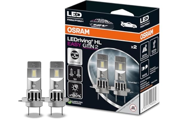 OSRAM LEDriving HL EASY GEN 2 ≜ H7/H18, lampada LED abbaglianti e anabbaglianti, bianco freddo 6500K, nessun accessorio necessario, solo per uso fuoristrada - no ECE, 2 lampade
