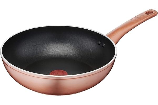 Lagostina Ramata Wok Antiaderente in Alluminio Ø 28 cm con Esterno Effetto Rame, Pentola Gas e Forno, Rivestimento Titanium Easy, Manico Ergonomico in Bakelite