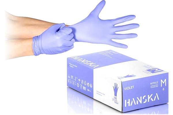 HANSKA 1000 pezzi Guanti Monouso Nitrile Viola - Senza Polvere - Usa e Getta- Ambidestri - Non Sterili - Base di Gomma - Adatti per Ambiti Medici, Manipolazione degli Alimenti