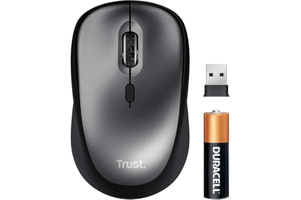 Trust Mouse Wireless Silenzioso con Batteria, per Mano Sinistra e Destra, 83% Plastica Riciclata, 800-1600 DPI, Microricevitore USB, Mouse Senza Fili Compatto per PC, Laptop, Computer, Mac