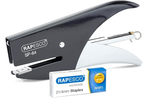 Rapesco 1267 SP-64 Cucitrice a Pinza e 1000 Punti Tipo 21/4 mm, Capacità 12 Fogli, Nero