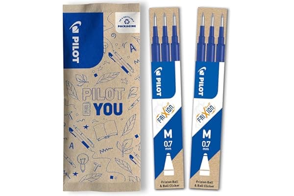 PILOT - 2 Set di 3 Ricariche FriXion - Ricariche per Penne Cancellabili - Compatibili con FriXion Ball e FriXion Ball Clicker - Blu - Punta Media (6 Ricariche)