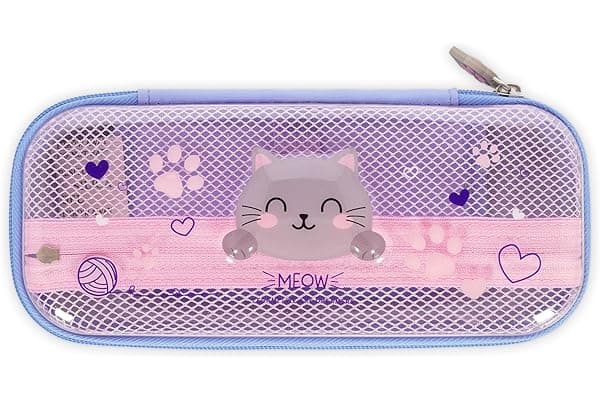 Legami - Astuccio Wonderwow, Tema Kitty, 2 Scomparti e Portapenne interno, Scomparto interno con Tessuto a Rete, Chiusura a Zip, 23x11x5 cm