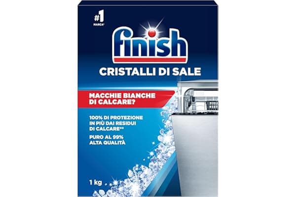 Finish Cristalli di Sale, 1 kg di Sale per Lavastoviglie, Additivo Lavastovigle contro l'Accumulo di Calcare