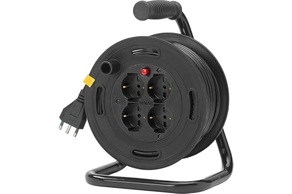 Vimar 0P32730 Avvolgicavo 16A 4 Uscite Universali 15M, Nero, ‎16.75 x 11.75 x 16.75 cm, 2.5 Kg