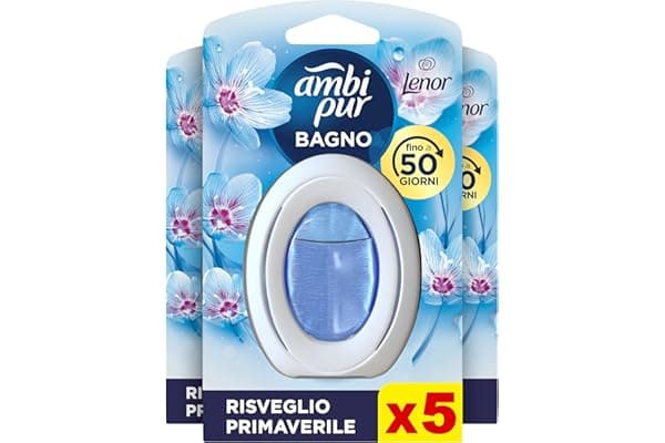 Ambi Pur Bagno Lenor Risveglio Primaverile, Deodorante Per Ambienti Ad Azione Continua Eliminazione E Prevenzione Degli Odori, 5 Pezzi