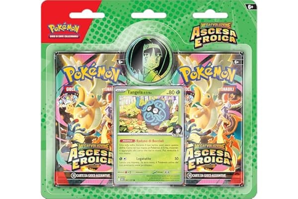 Pokémon: collezione Erika dell’espansione Megaevoluzione - Ascesa Eroica del GCC Pokémon (una carta promozionale olografica, una moneta e due buste di espansione), Edizione in Italiano